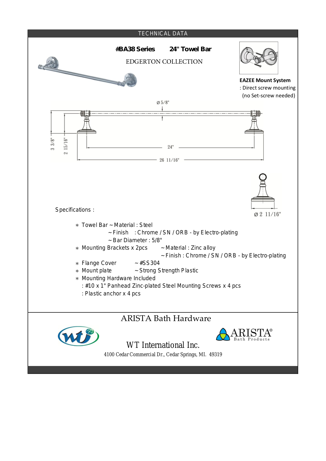 ARISTA WTIN1108 Specifications - ManualMachine.com