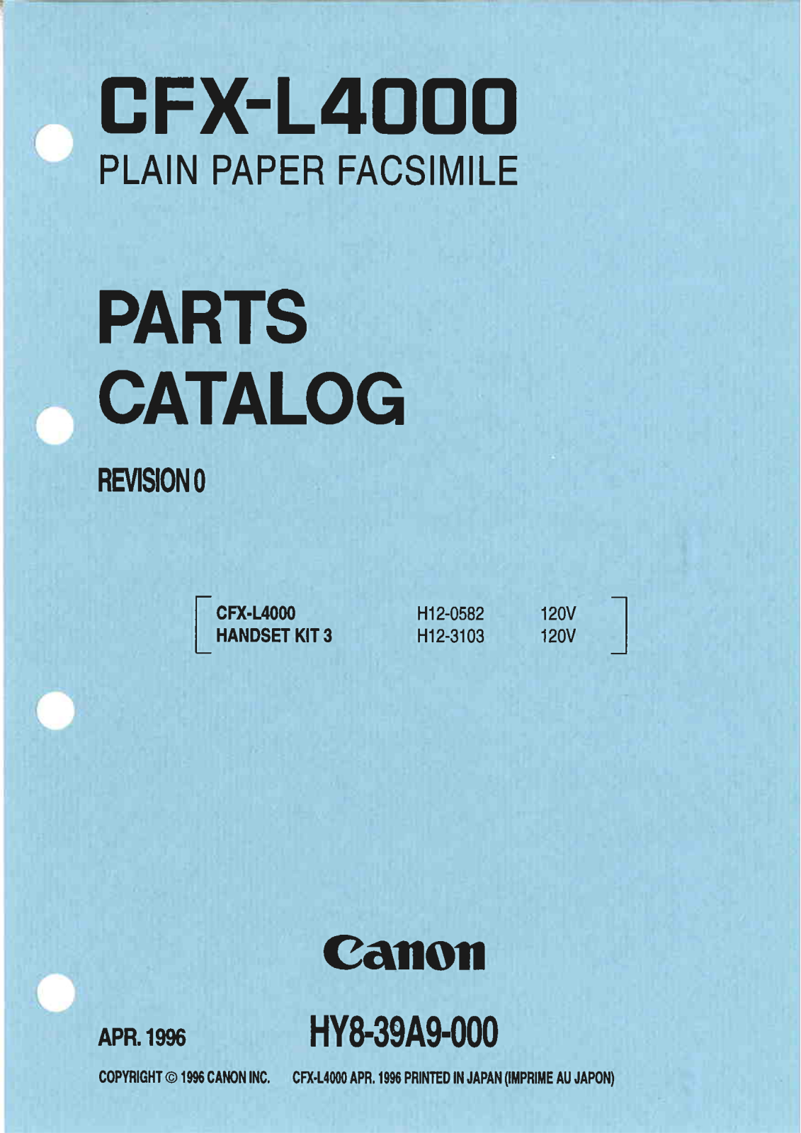 Canon CFX-L4000 PARTS CATALOG