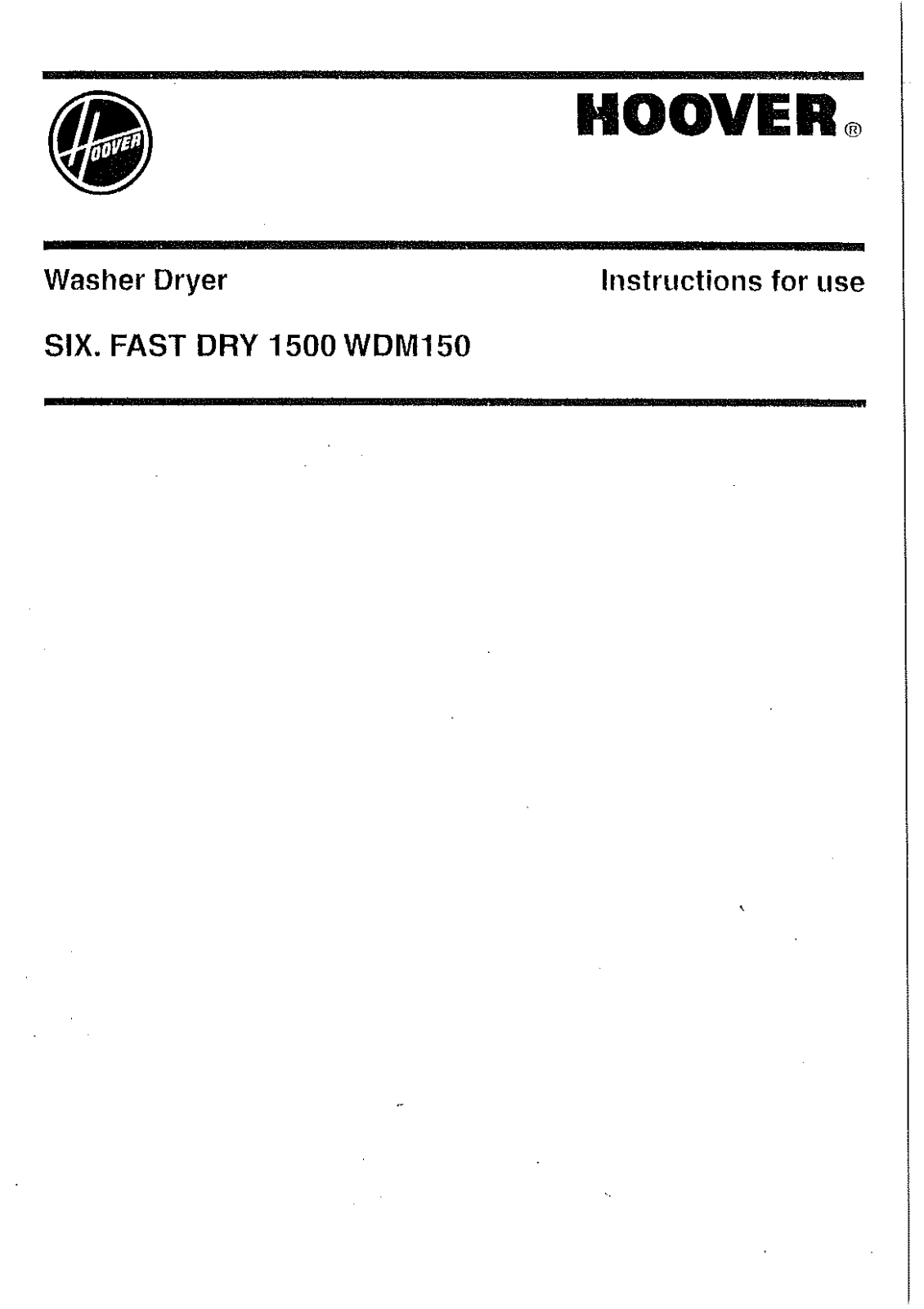 Hoover WDM150 Manual