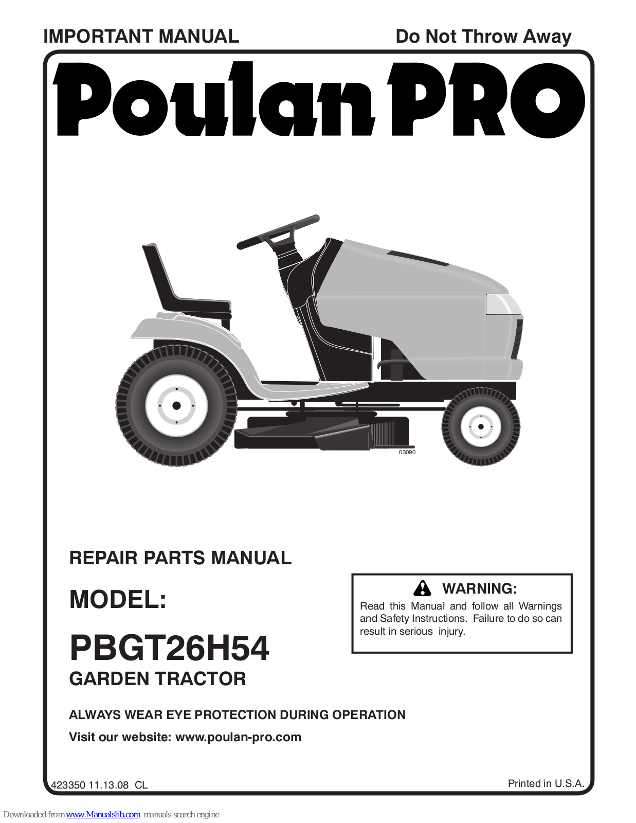 Poulan Pro Poulan Pro 96042004004, PBGT26H54 Repair Parts Manual