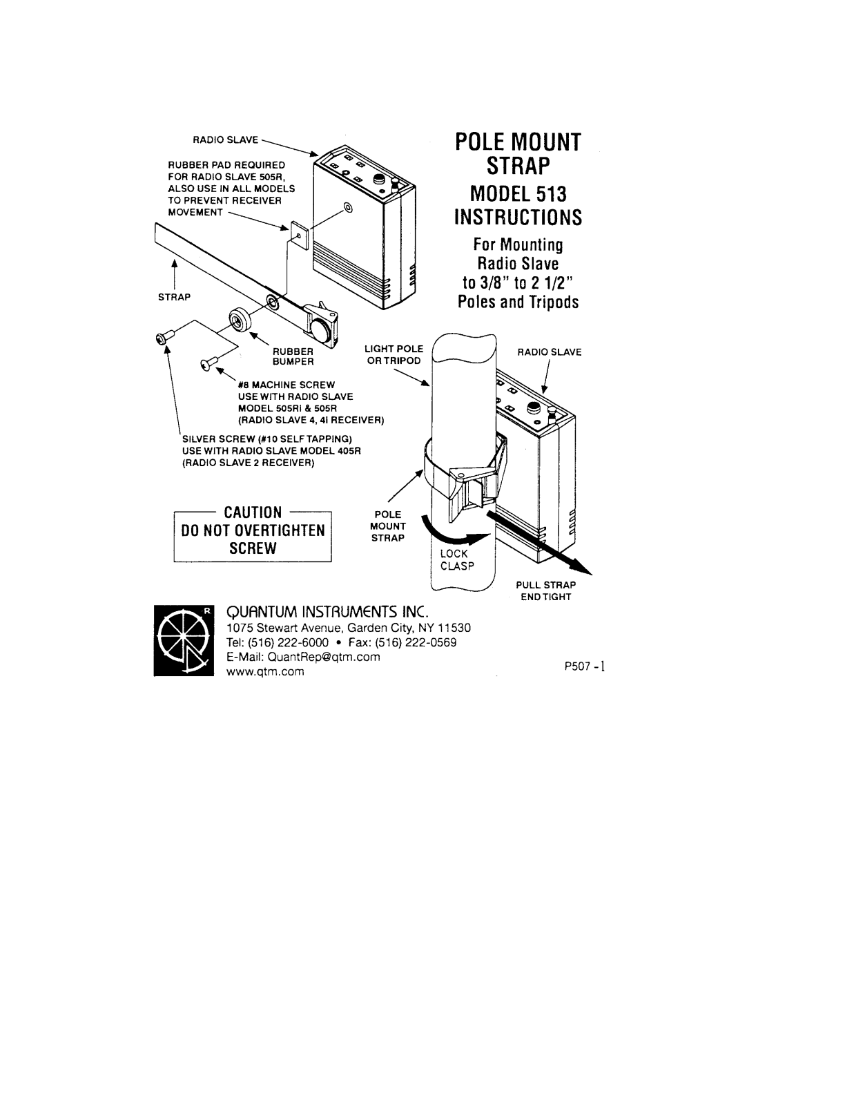 Quantum 513 POLE MOUNT STRAP User Manual