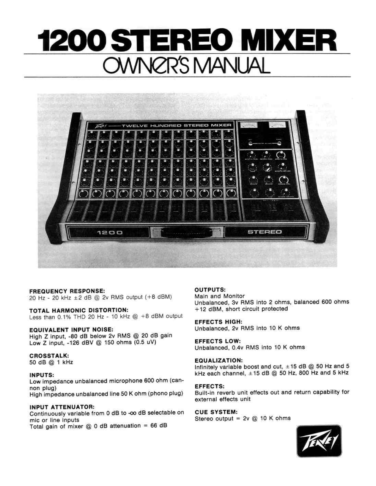 Peavey 1200 User Manual