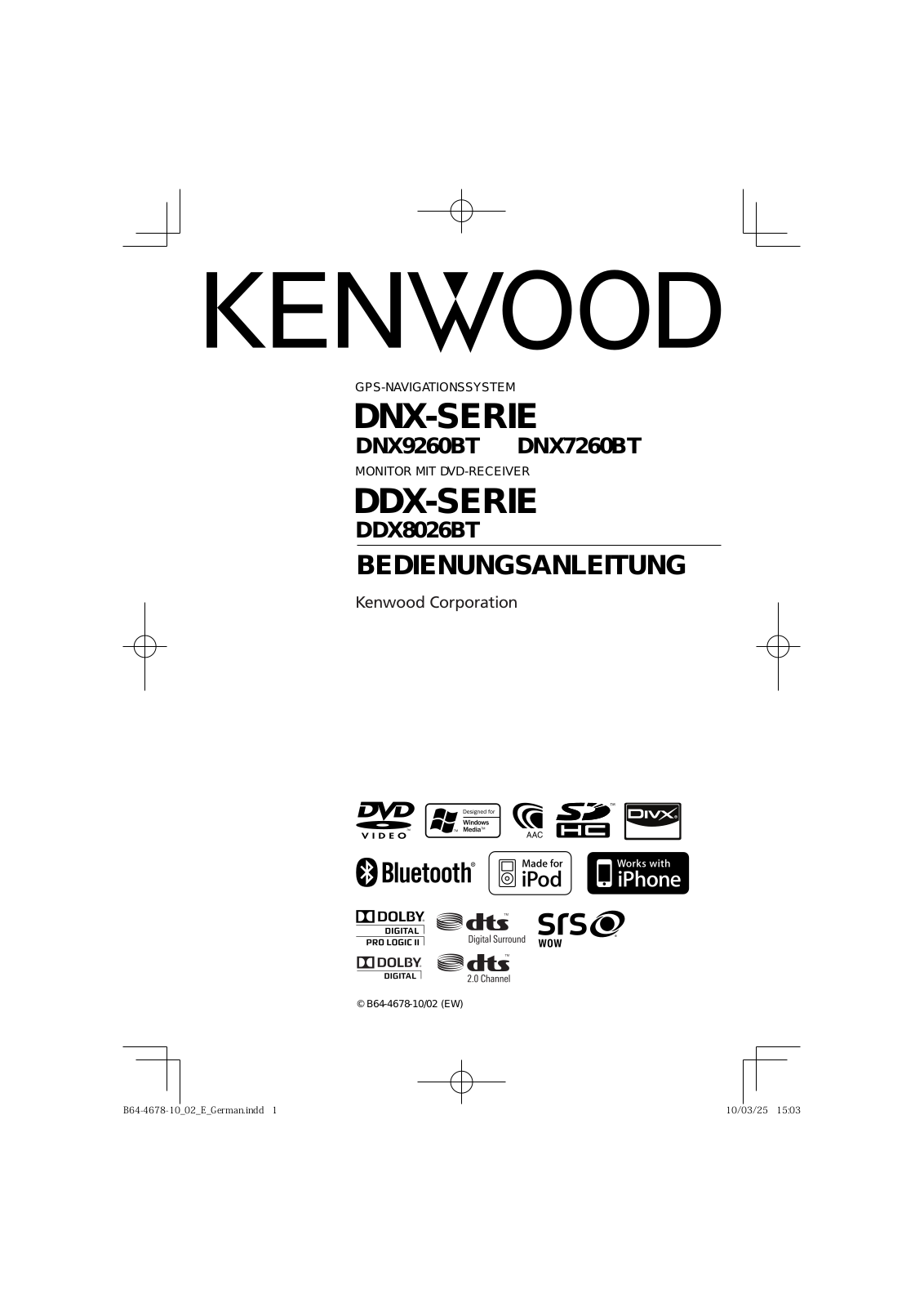 Kenwood DDX8026BT, DNX9260BT, DNX7260BT User Manual