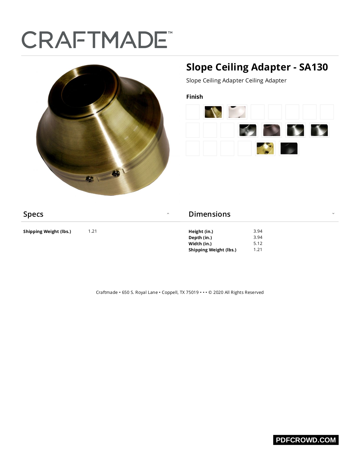 Craftmade FD11588 Specifications - ManualMachine.com
