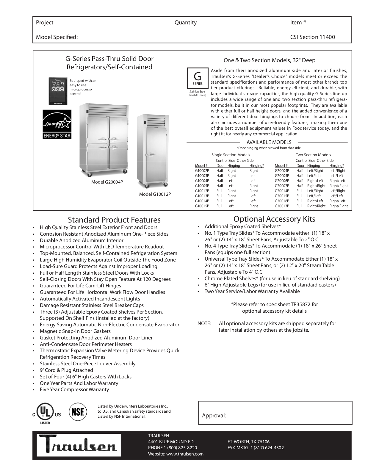 Mannhart G20000P Specifications