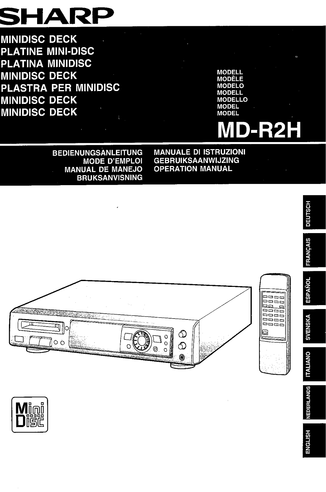 Sharp MD-R2H OPERATION MANUAL