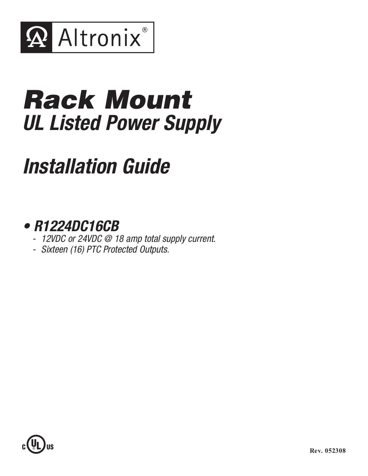 Altronix R1224DC16CB Installation Instructions