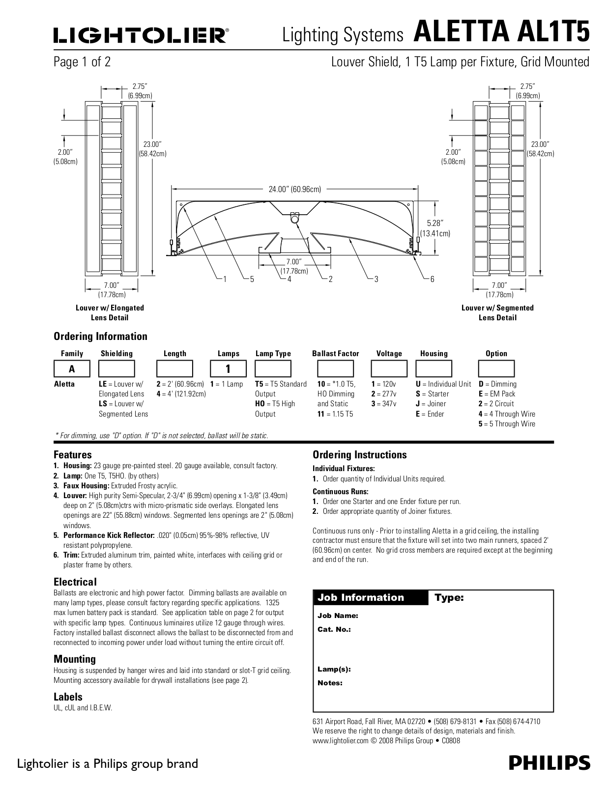 Lightolier AL1T5 User Manual