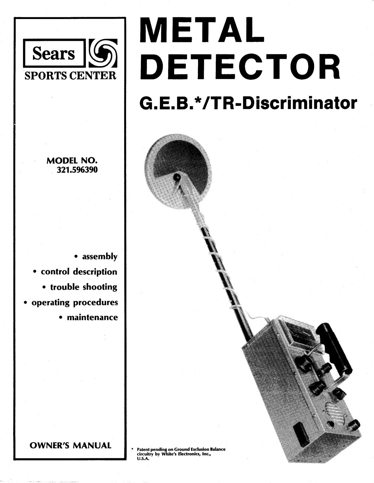 Whites Electronics SEARS 59639 User Manual