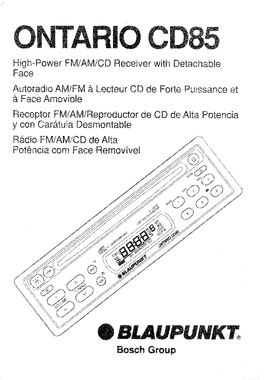 Blaupunkt ONTARIO CD85 User Manual