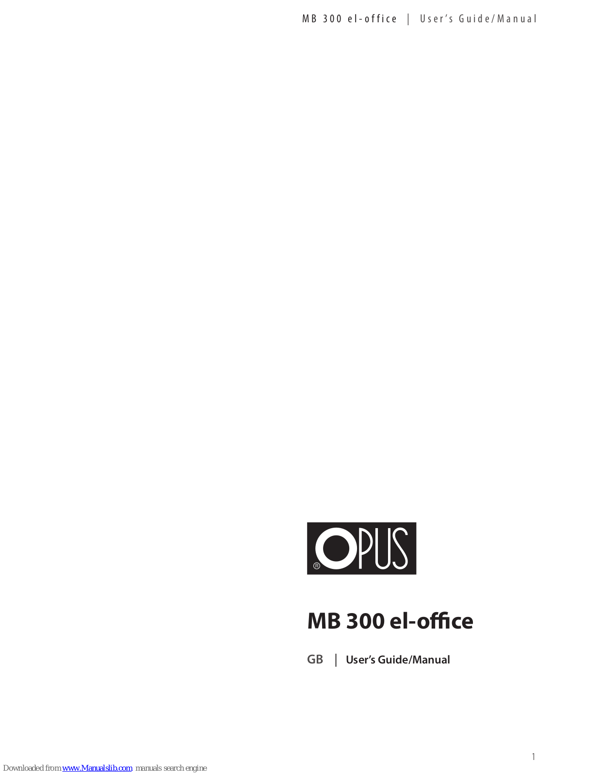 Opus MB 300 el-office User Manual Manual