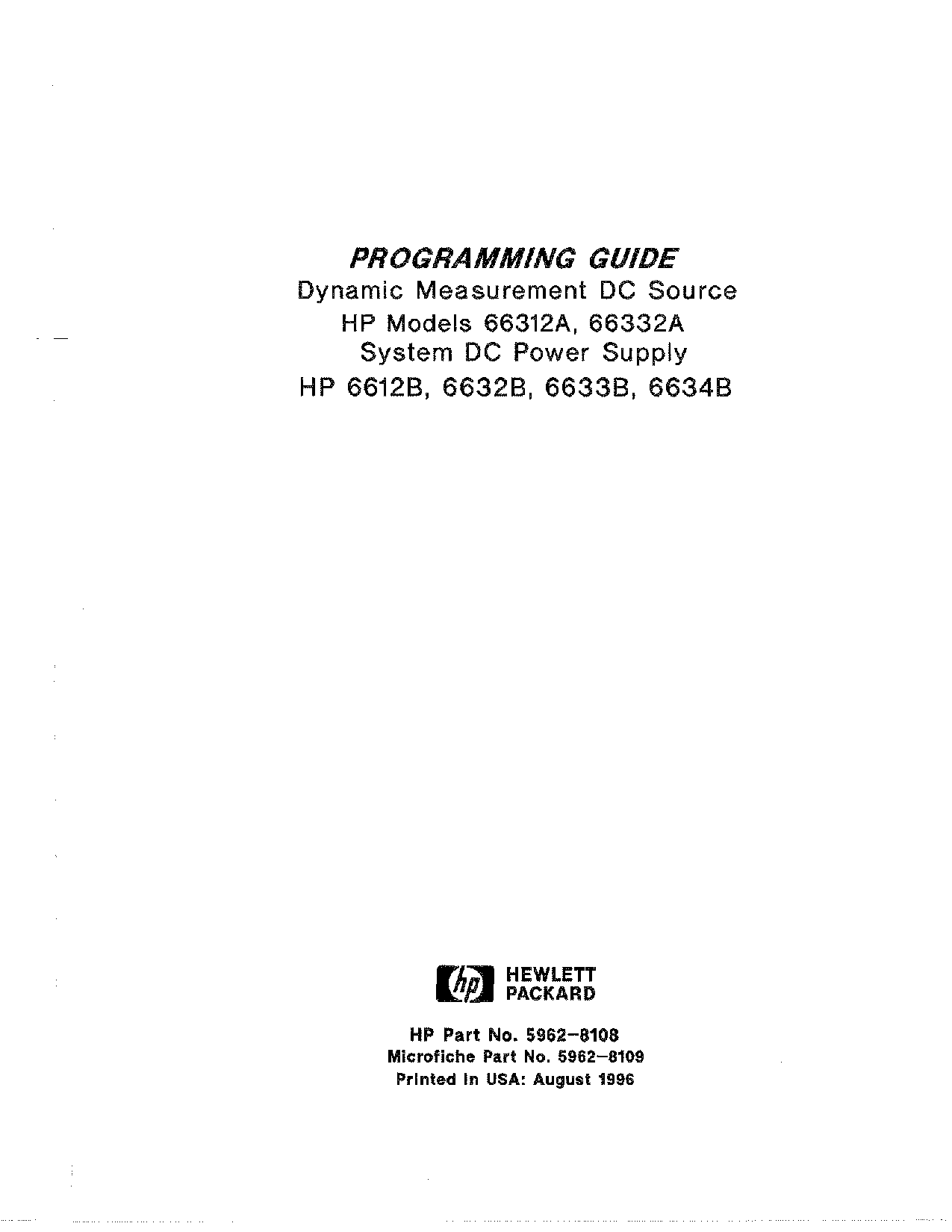 HP (Hewlett-Packard) 6632B, 6633B, 6634B, 6612B User Manual