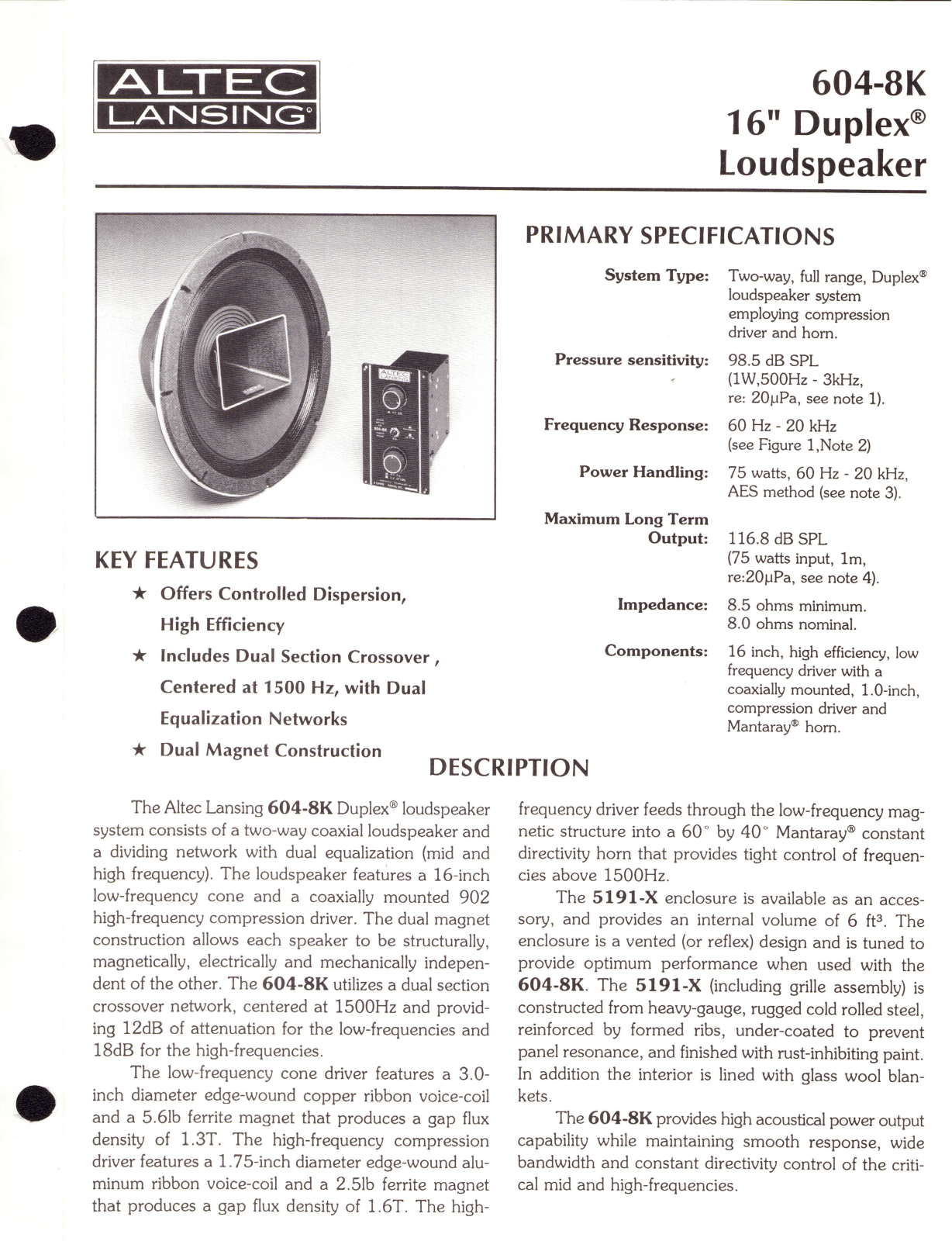 Altec lansing 604-8K User Manual