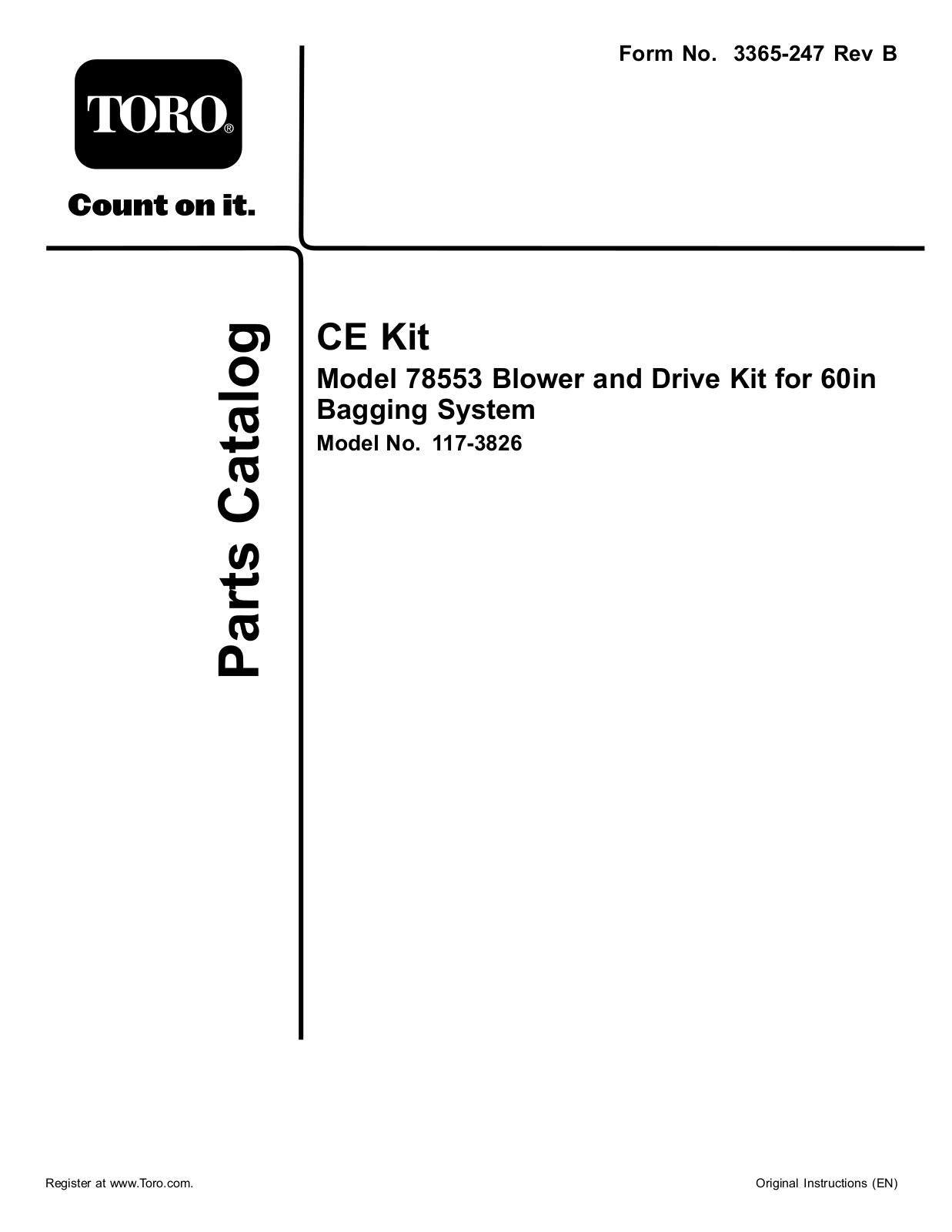 Toro 117-3826 Parts Catalogue