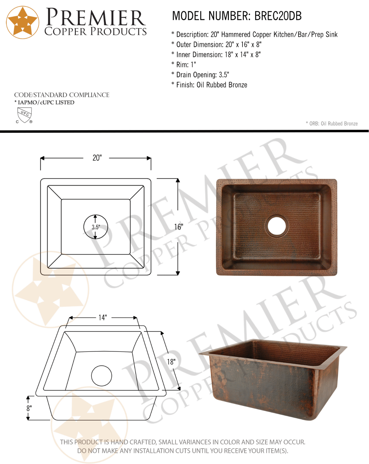 Premier Copper Products IER1372 Specifications - ManualMachine.com