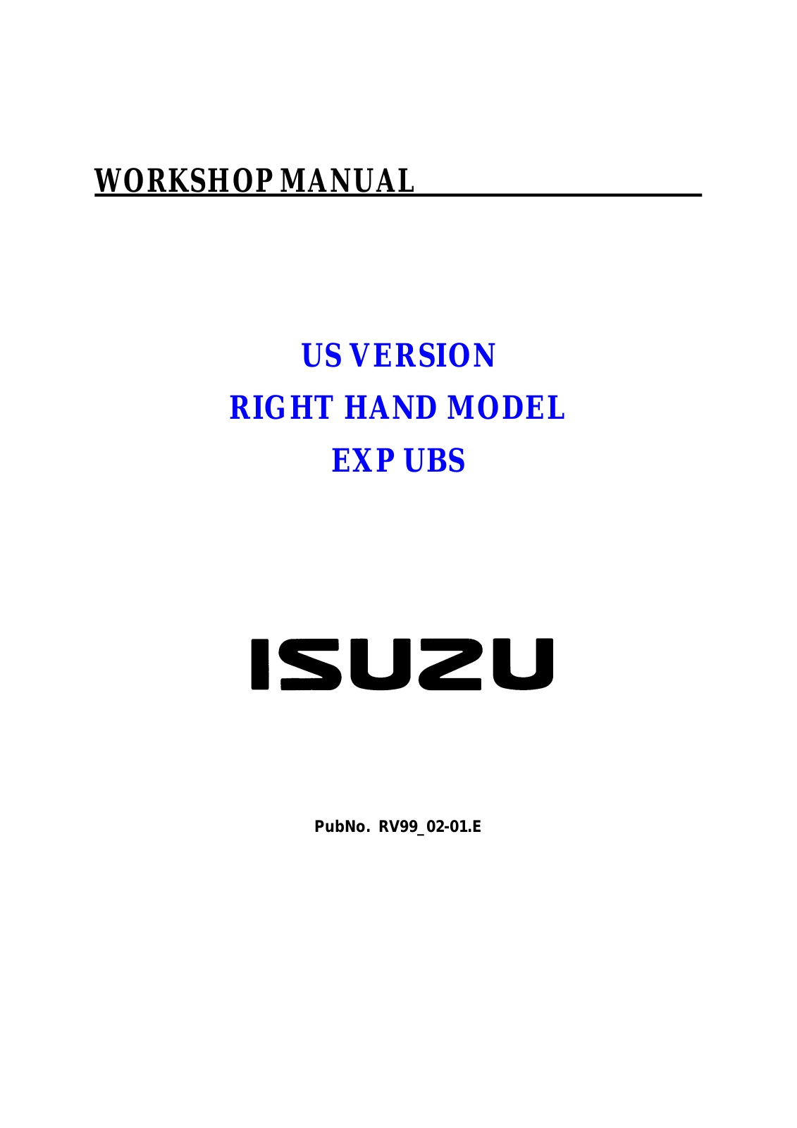 Isuzu Trooper 2002 User Manual