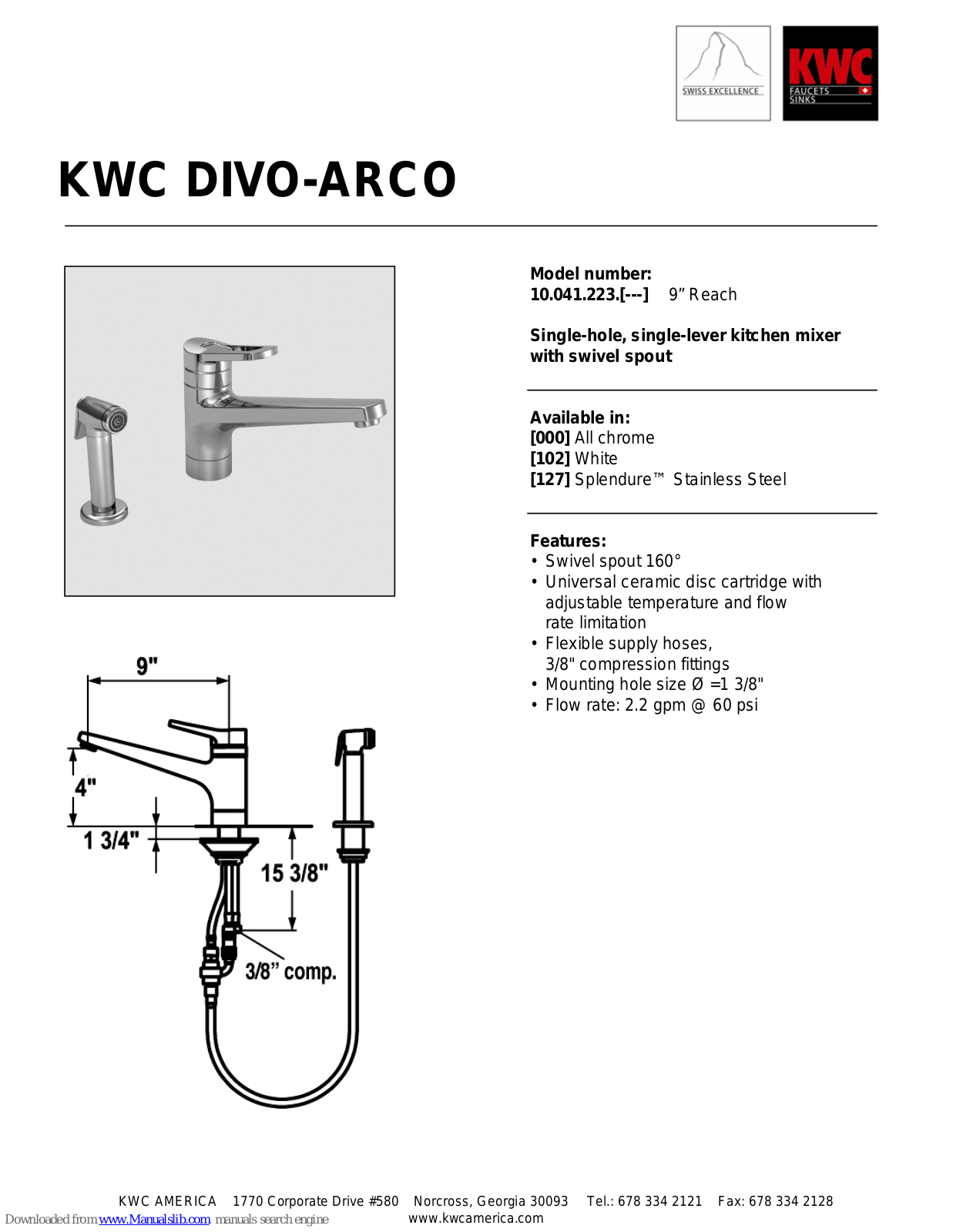 KWC DIVO-ARCO 10.041.223 Specifications - ManualMachine.com