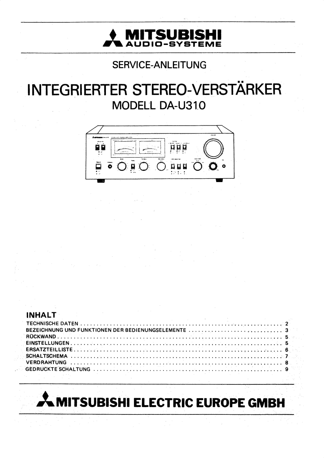 Mitsubishi DA-U310 Service Manual