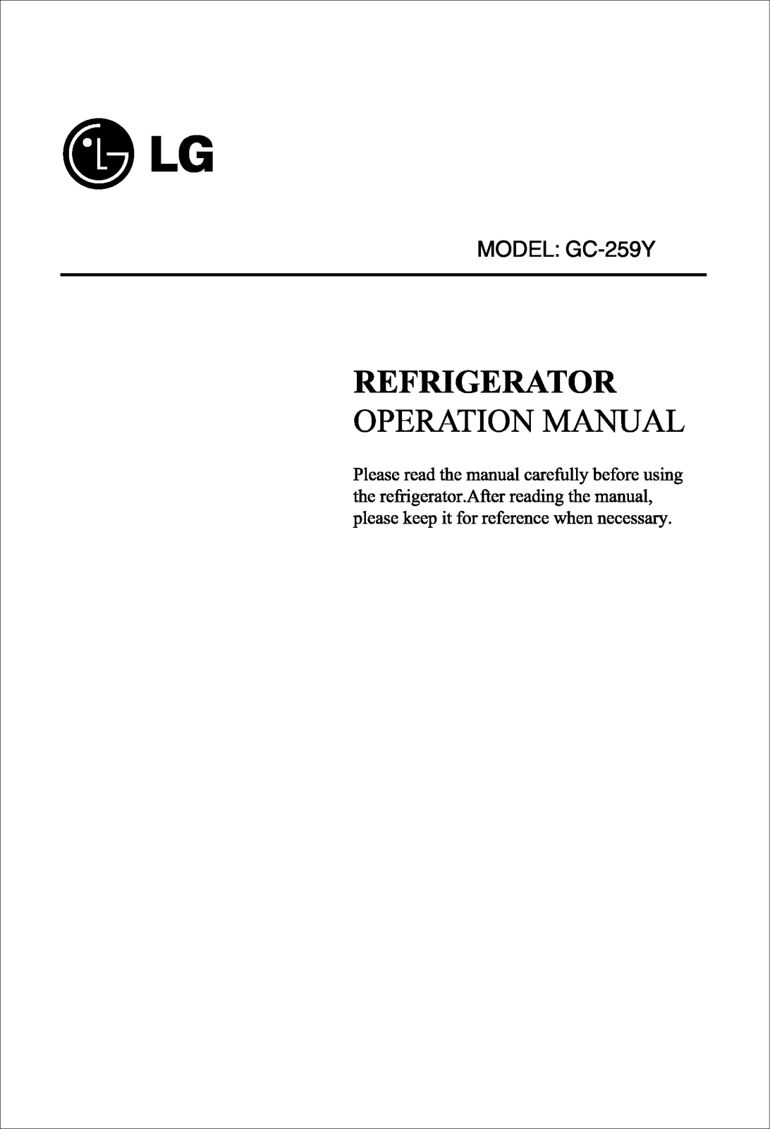 LG GC-249YA Owner’s Manual