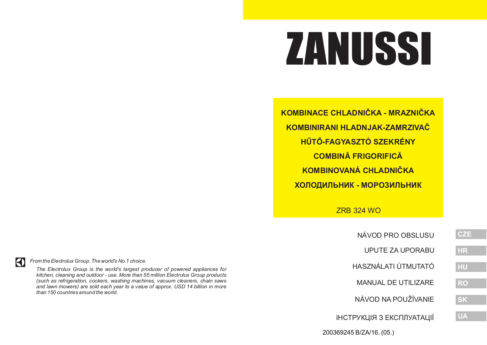 Zanussi ZRB324WO User Manual