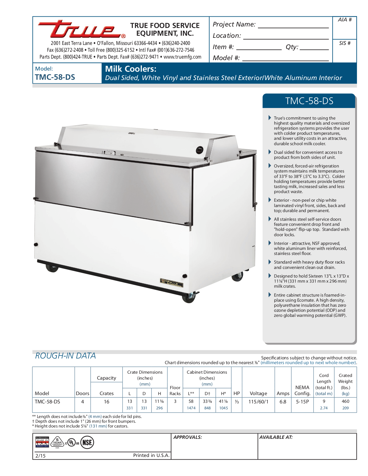 True TMC-58-DS User Manual