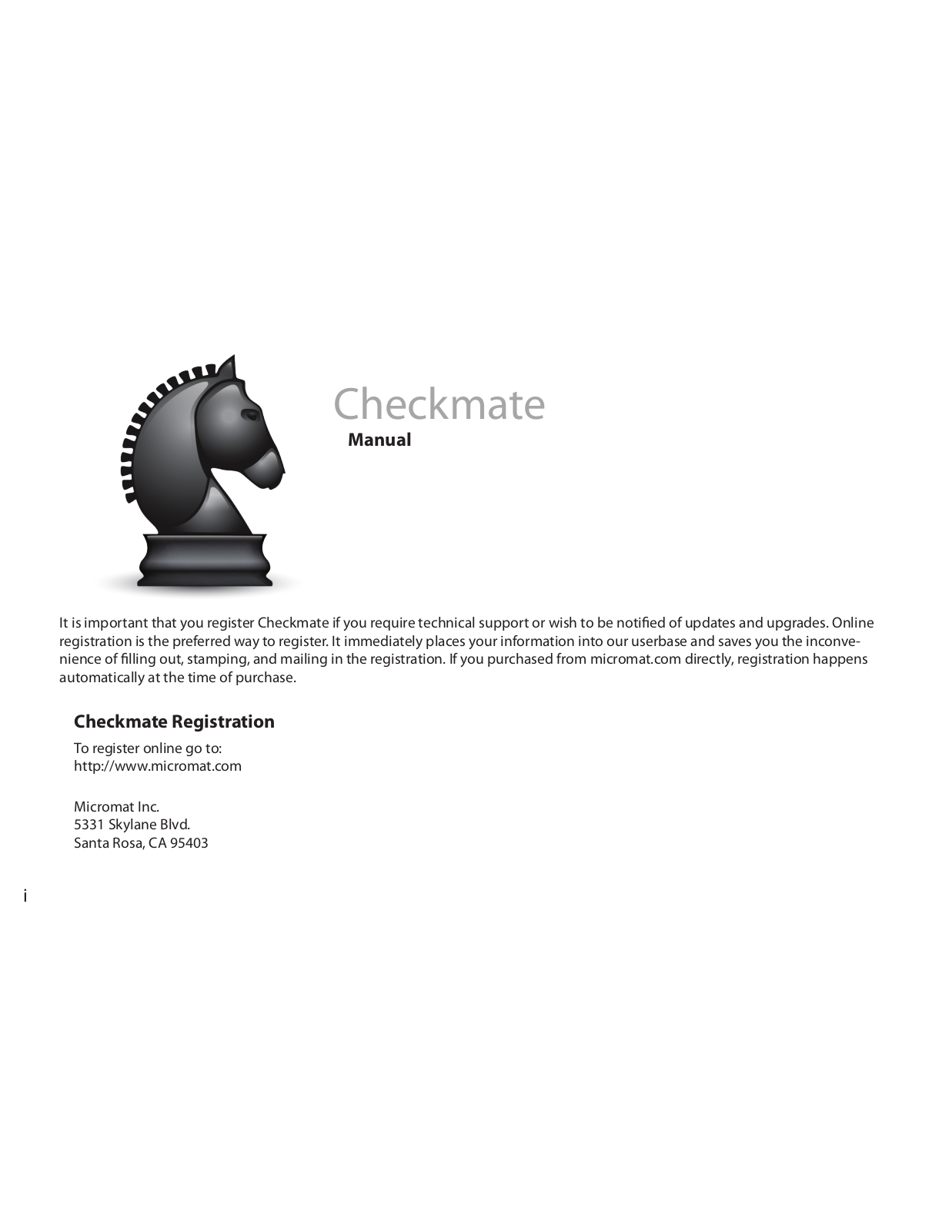 Micromat Checkmate Operation Manual