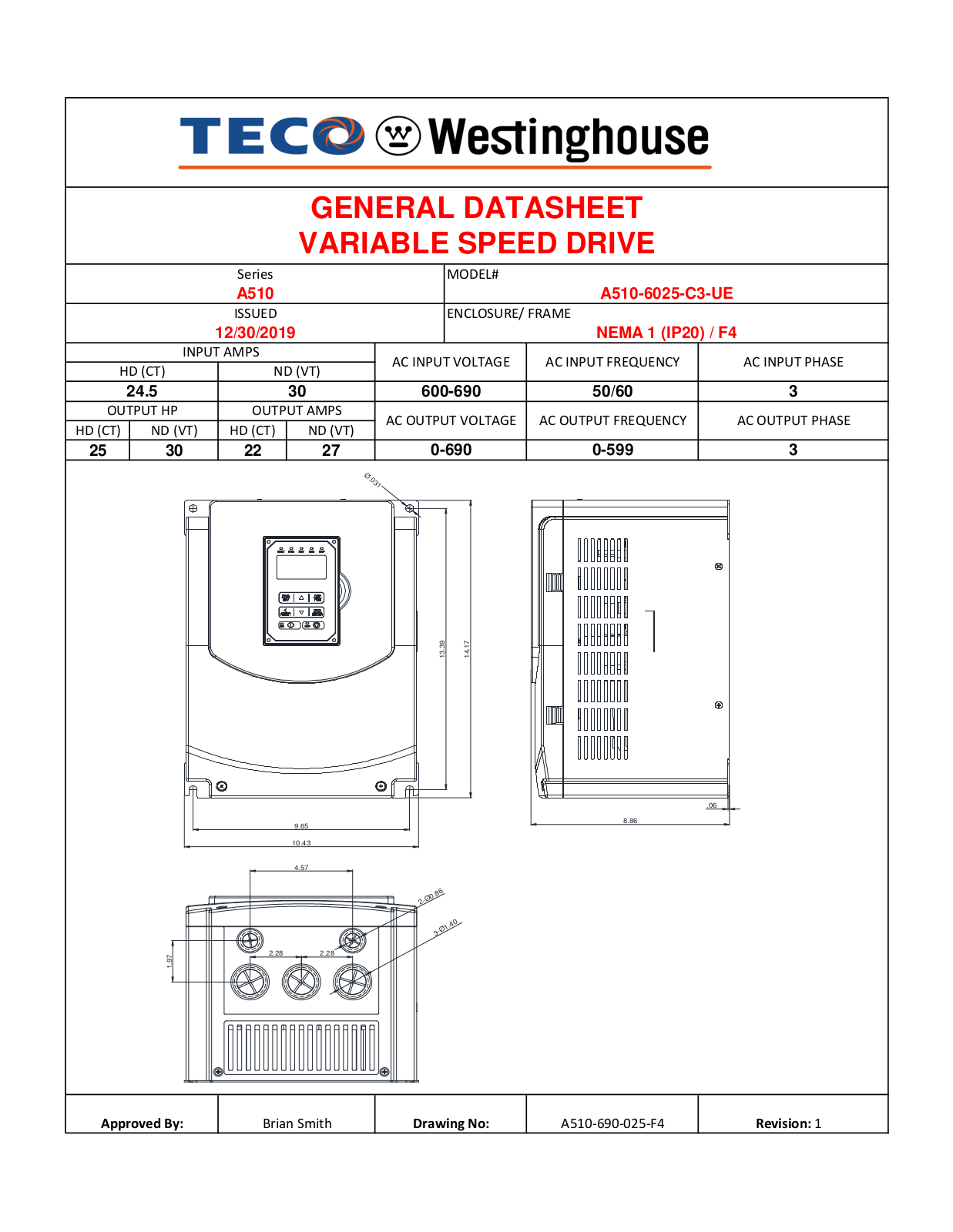 Teco A510-6025-C3-UE Data Sheet