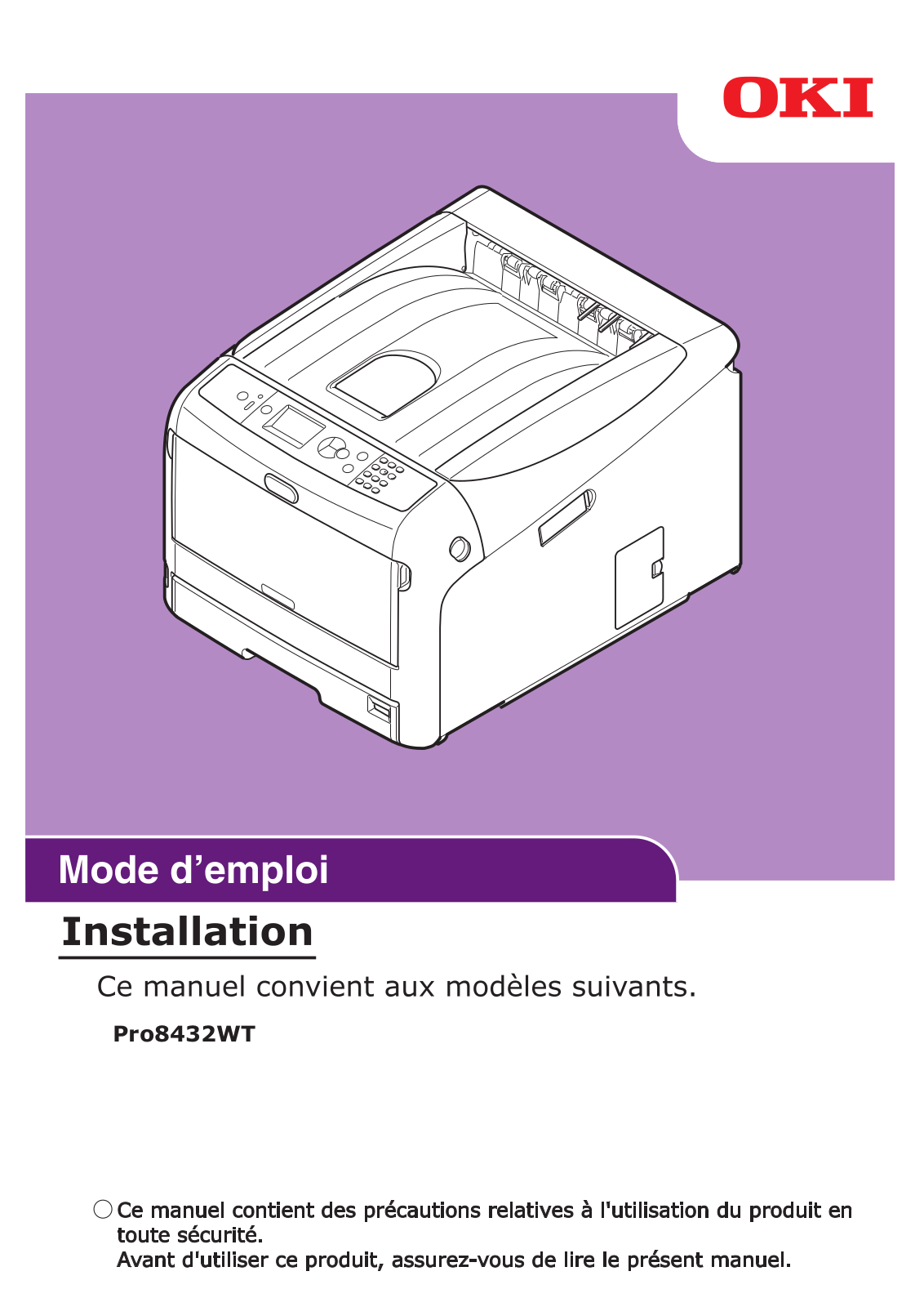 Oki Pro8432WT Instructions for use Installation