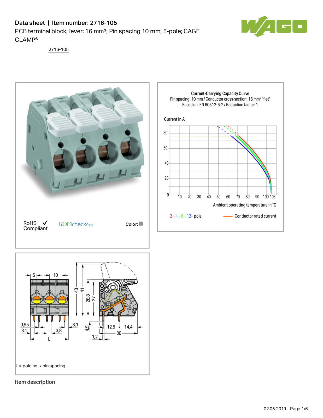 Wago 2716-105 Data Sheet