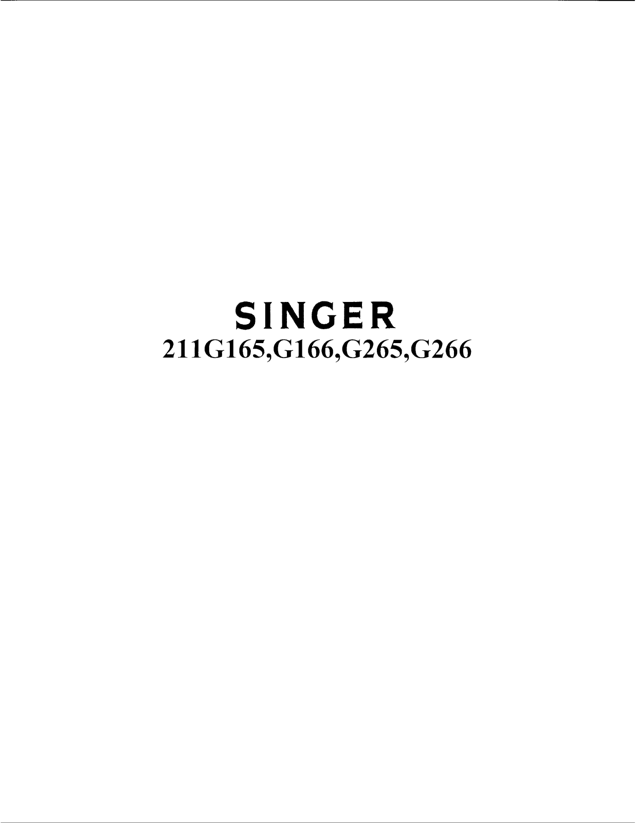 SINGER 211G165, 211G166, 211G265, 211G266 Parts List