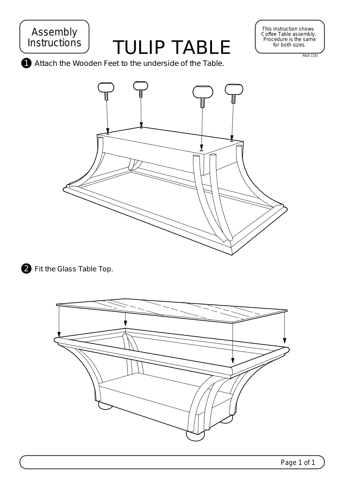 Night & Day Tulip Table Assembly Instruction