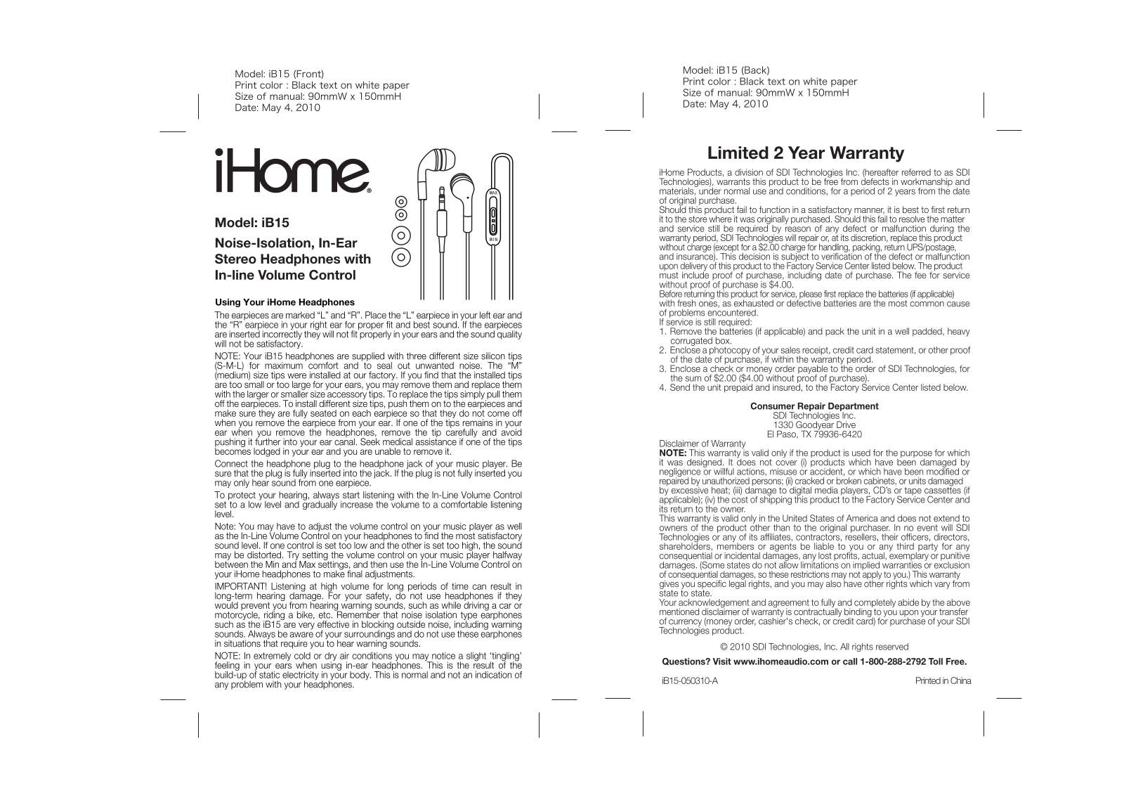 iHome i815 User Manual