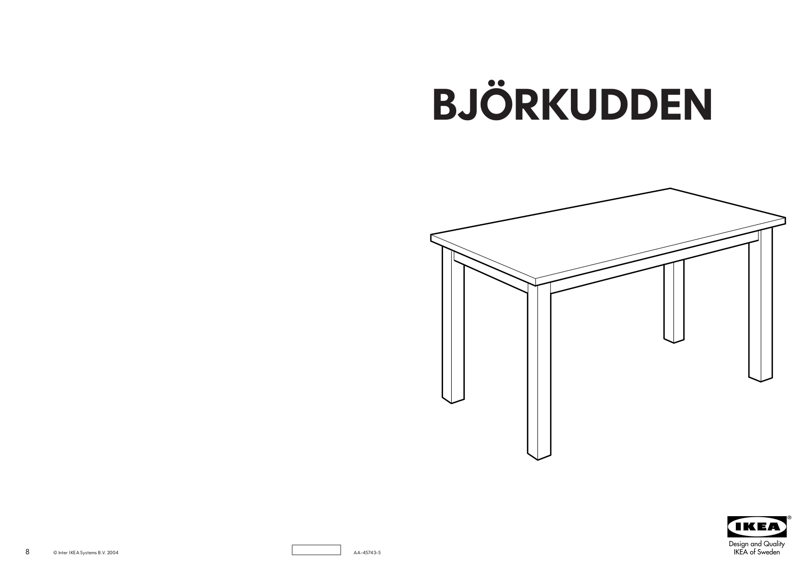 IKEA BJÃRKUDDEN DINING TABLE 47X29 Assembly Instruction