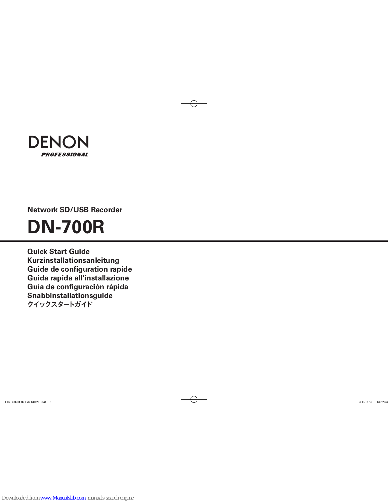 Denon DN-700R Quick Start Manual