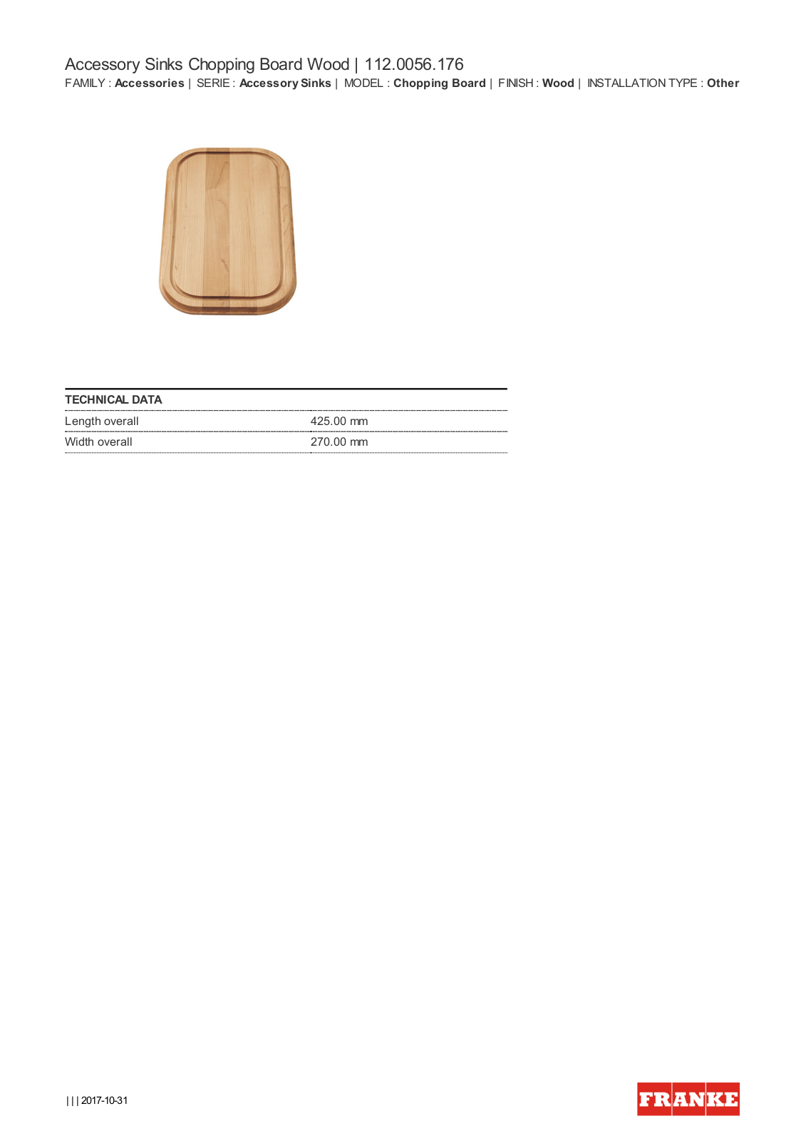 Franke CB176 Datasheet