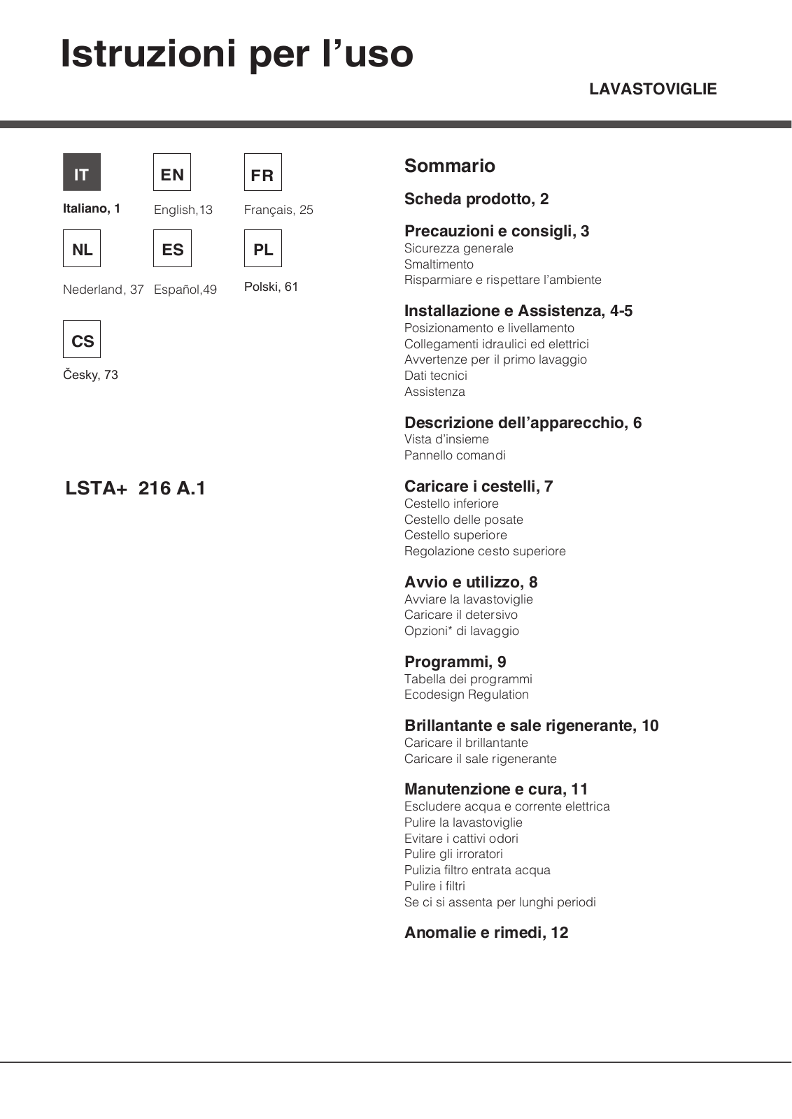 Hotpoint LSTA 216 A.1/HA User Manual