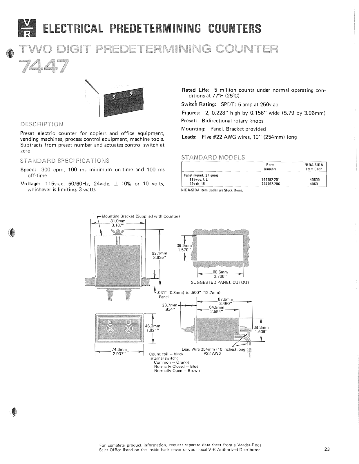 Veeder Root 7447 Catalog Page