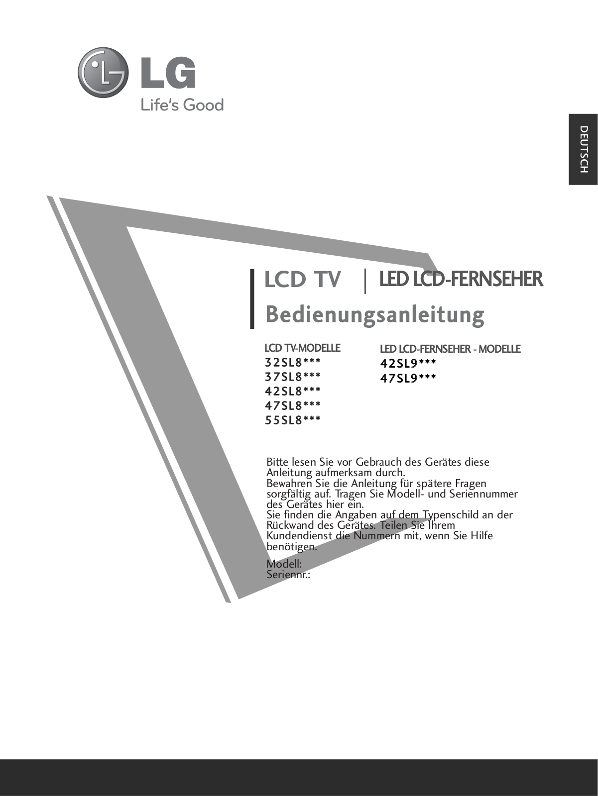 LG Electronics LCD TV, LED LCD-FERNSEHER OWNER’S MANUAL