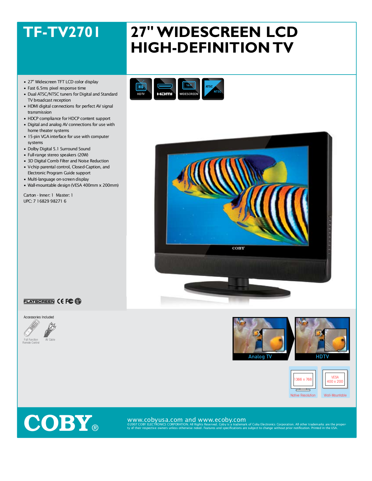 COBY TFT-V2701 User Manual