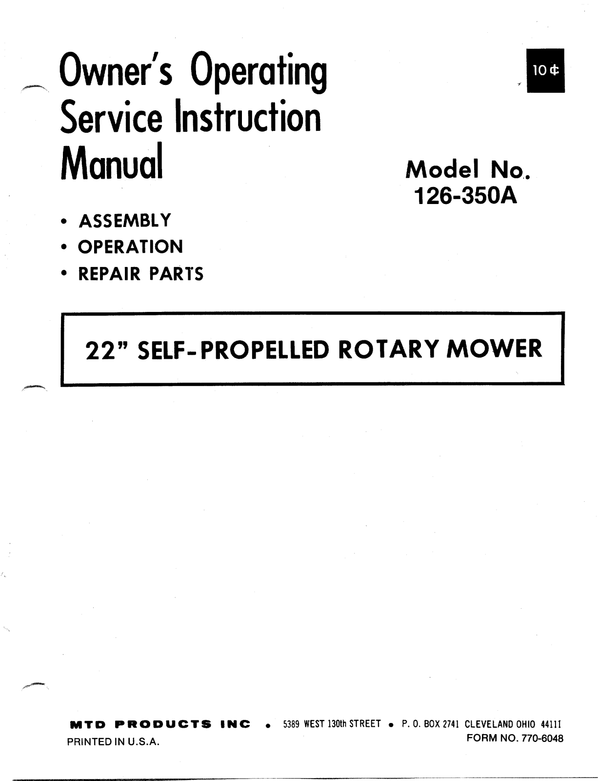 MTD 126-350A User Manual