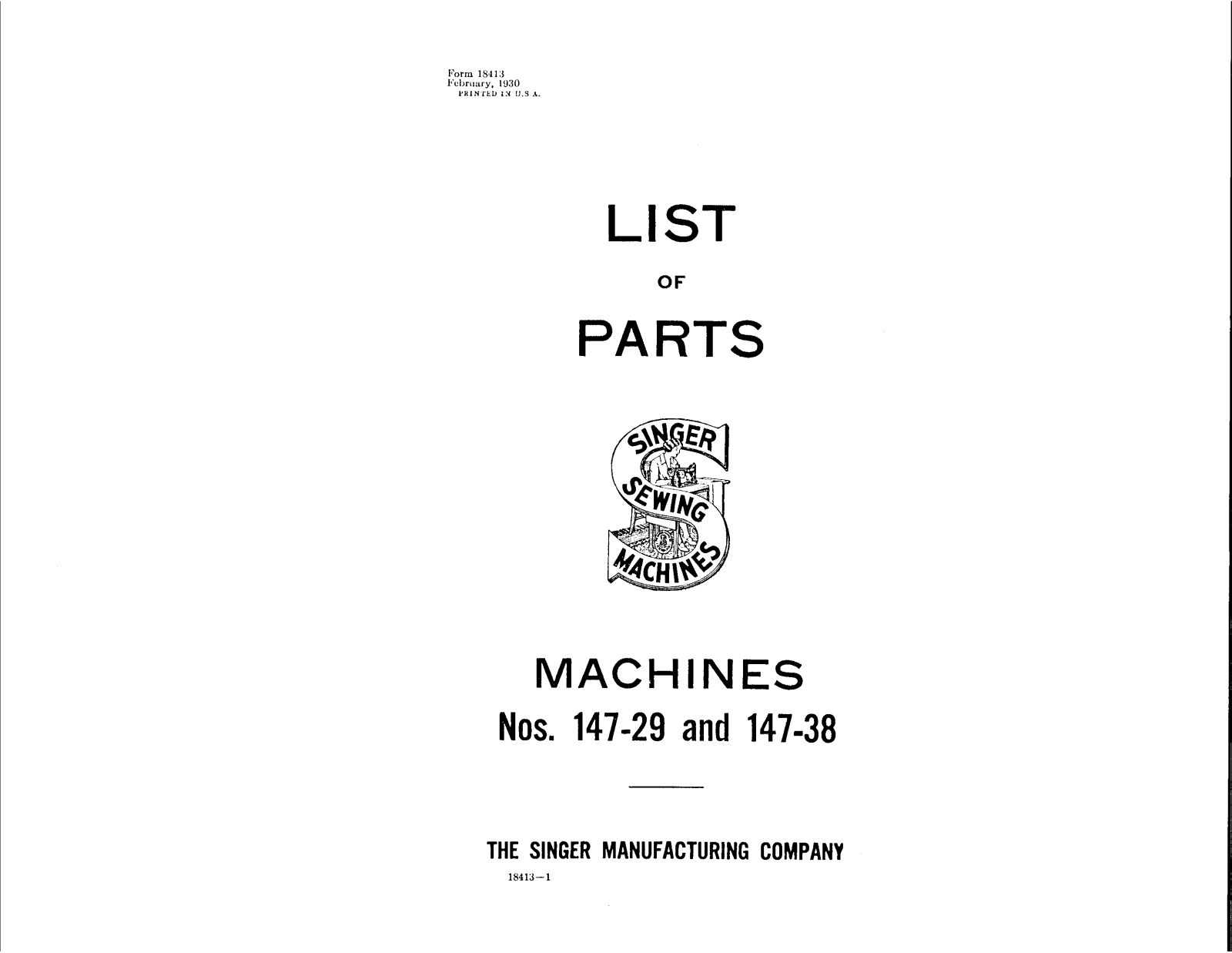 Singer 147-38, 147-29 User Manual