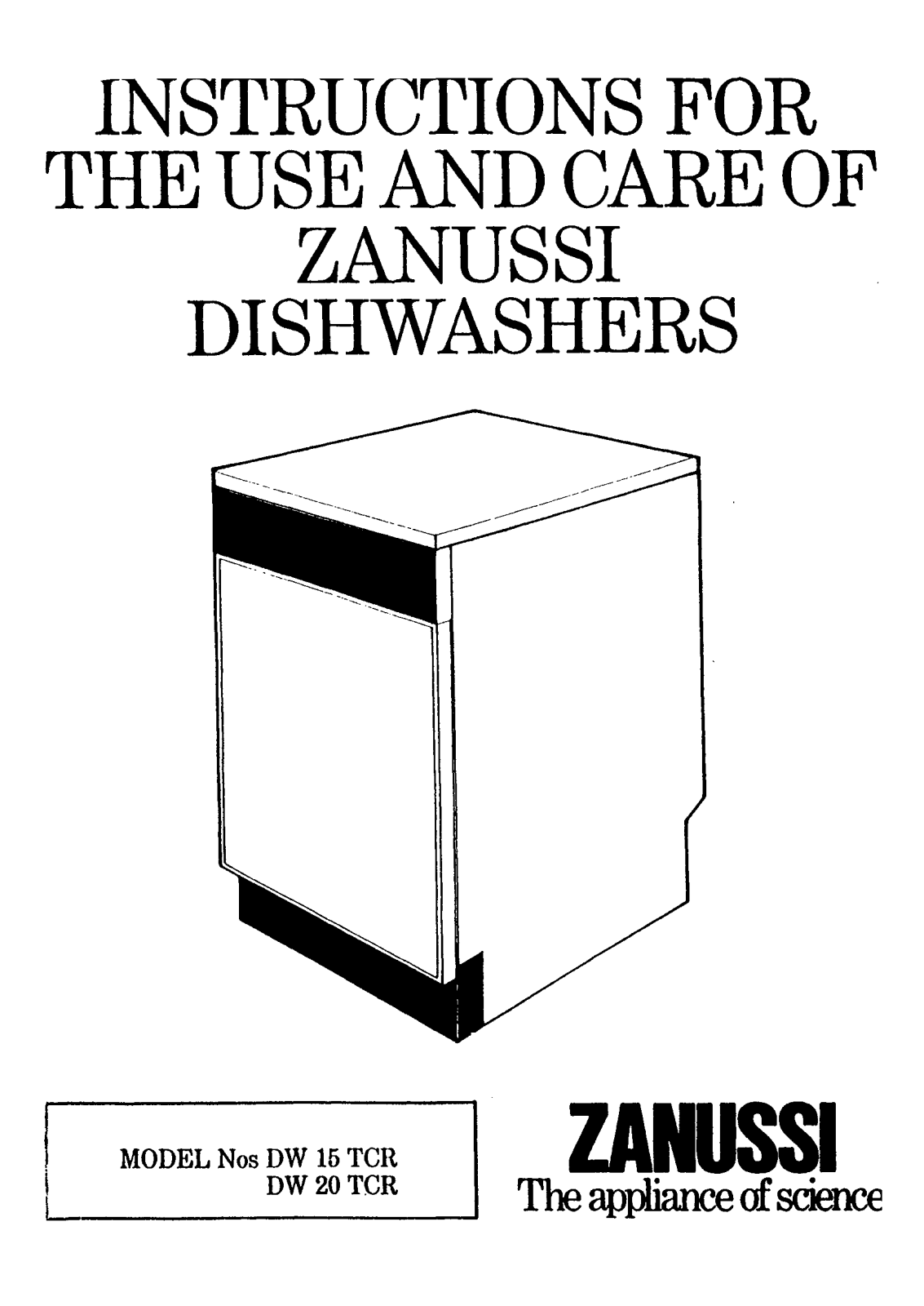 Zanussi DW 15 TCR, DW 20 TCR User Manual