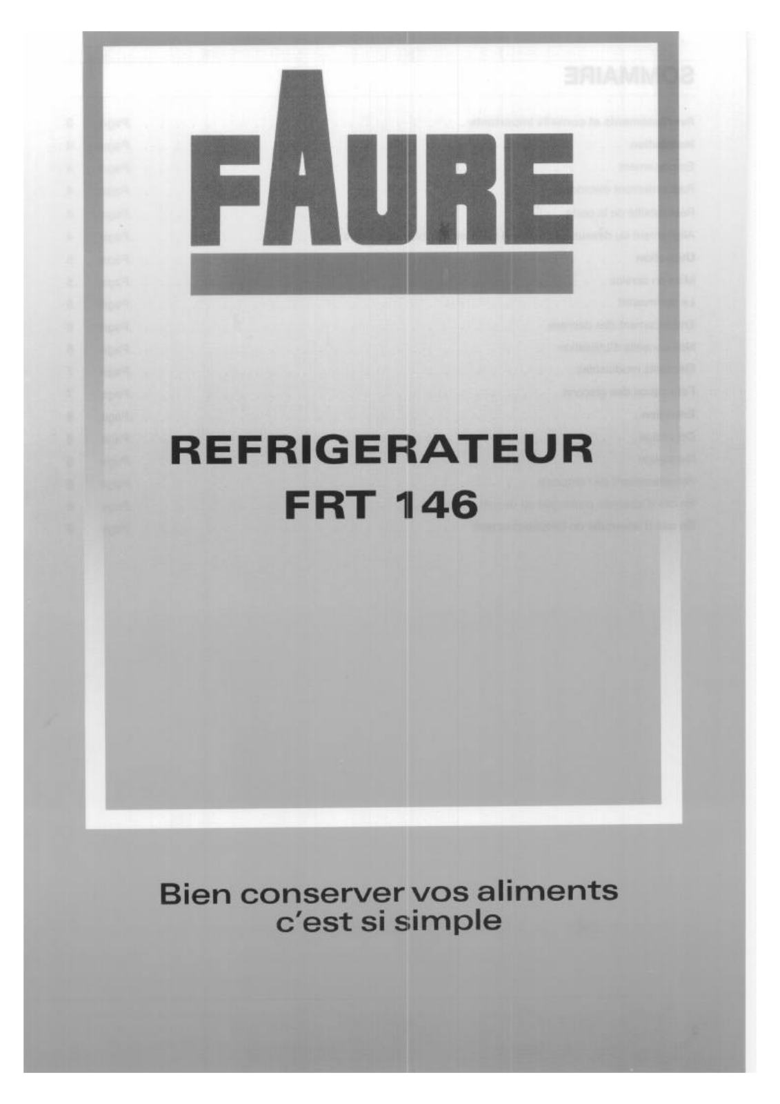 Faure FRT146M, FRT146W User Manual