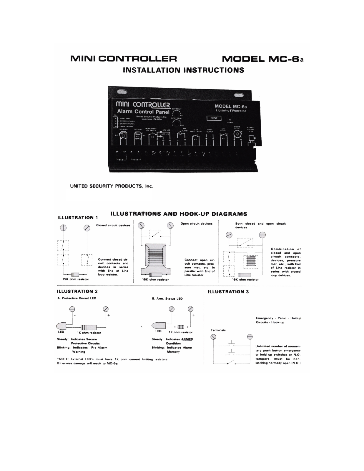 United Security Products MC-6A Specsheet