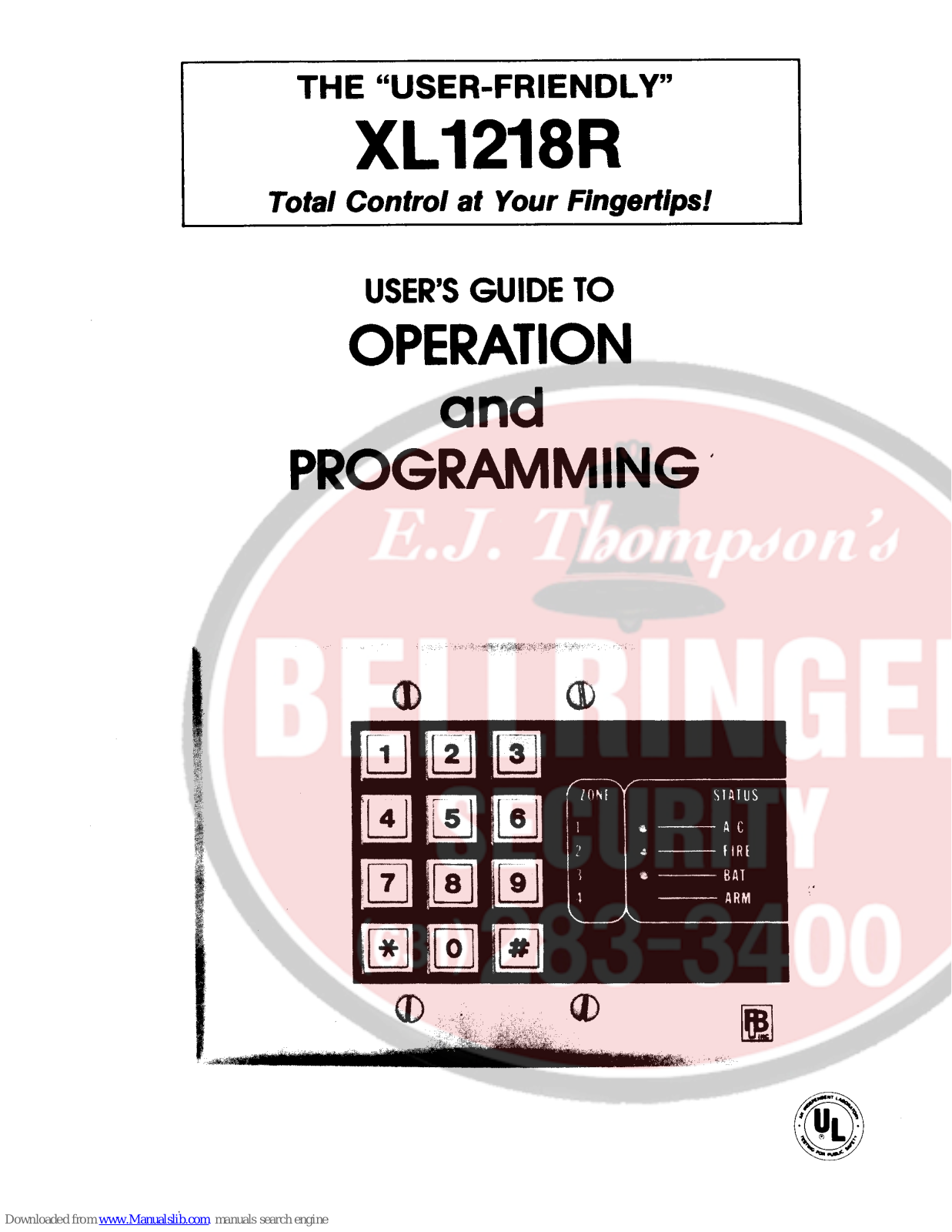 FBII XL STAR 4612 User's Manual To Operation And Programming