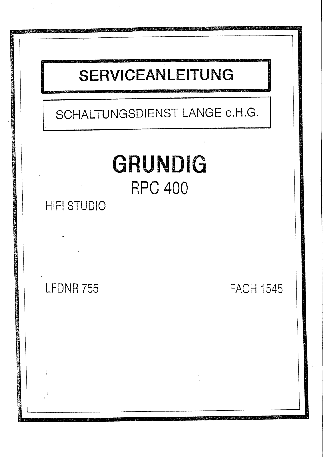 Grundig RPC-400 Service Manual