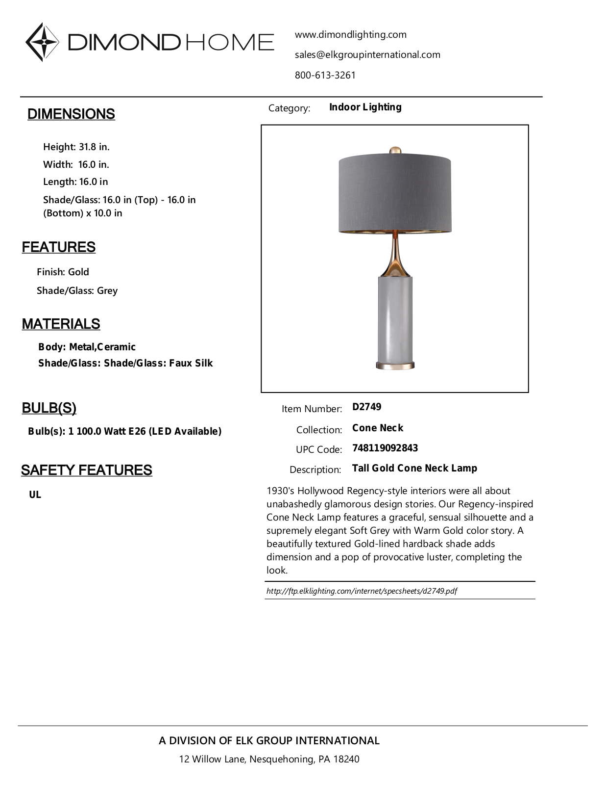 ELK Home D2749 User Manual