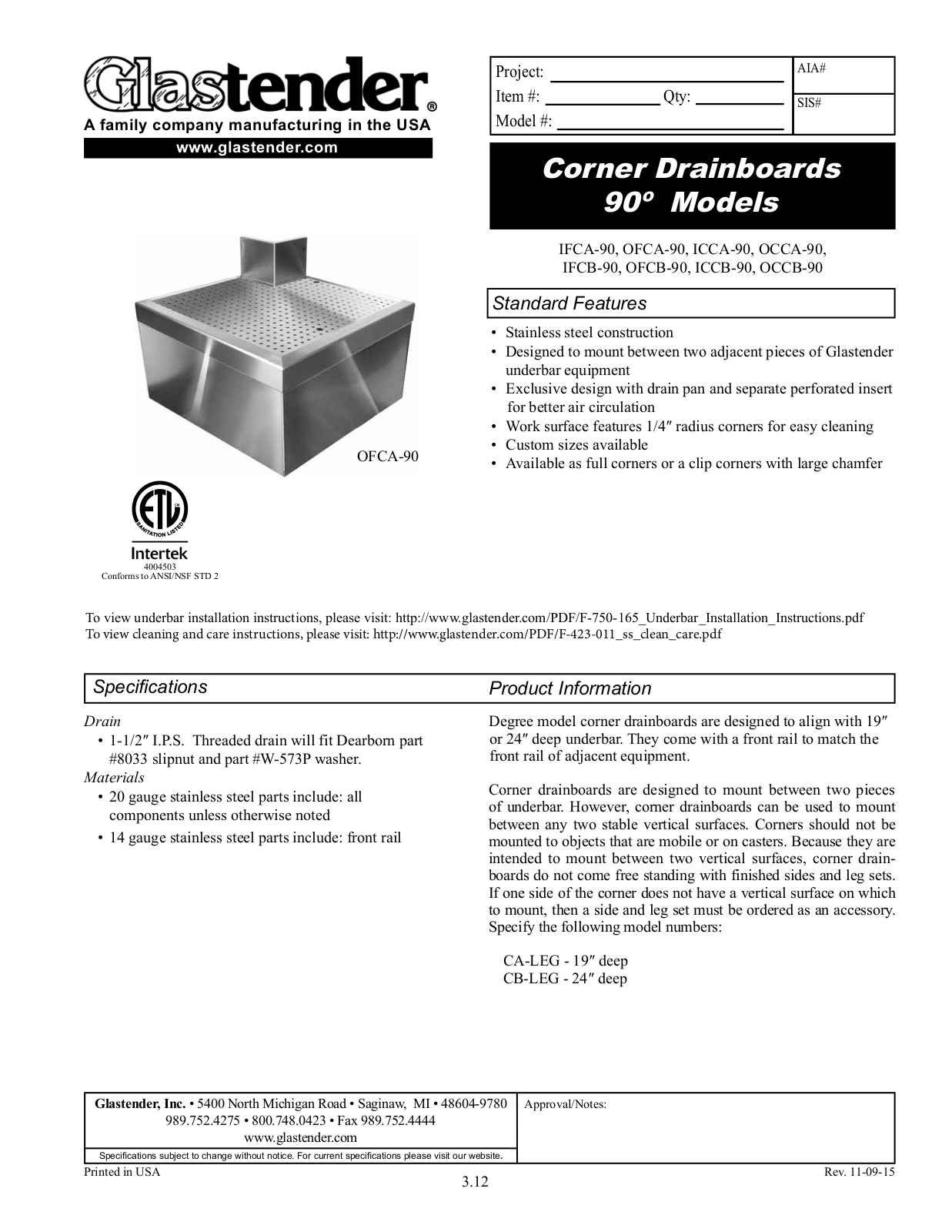 Glastender ICCA-90 User Manual - ManualMachine.com