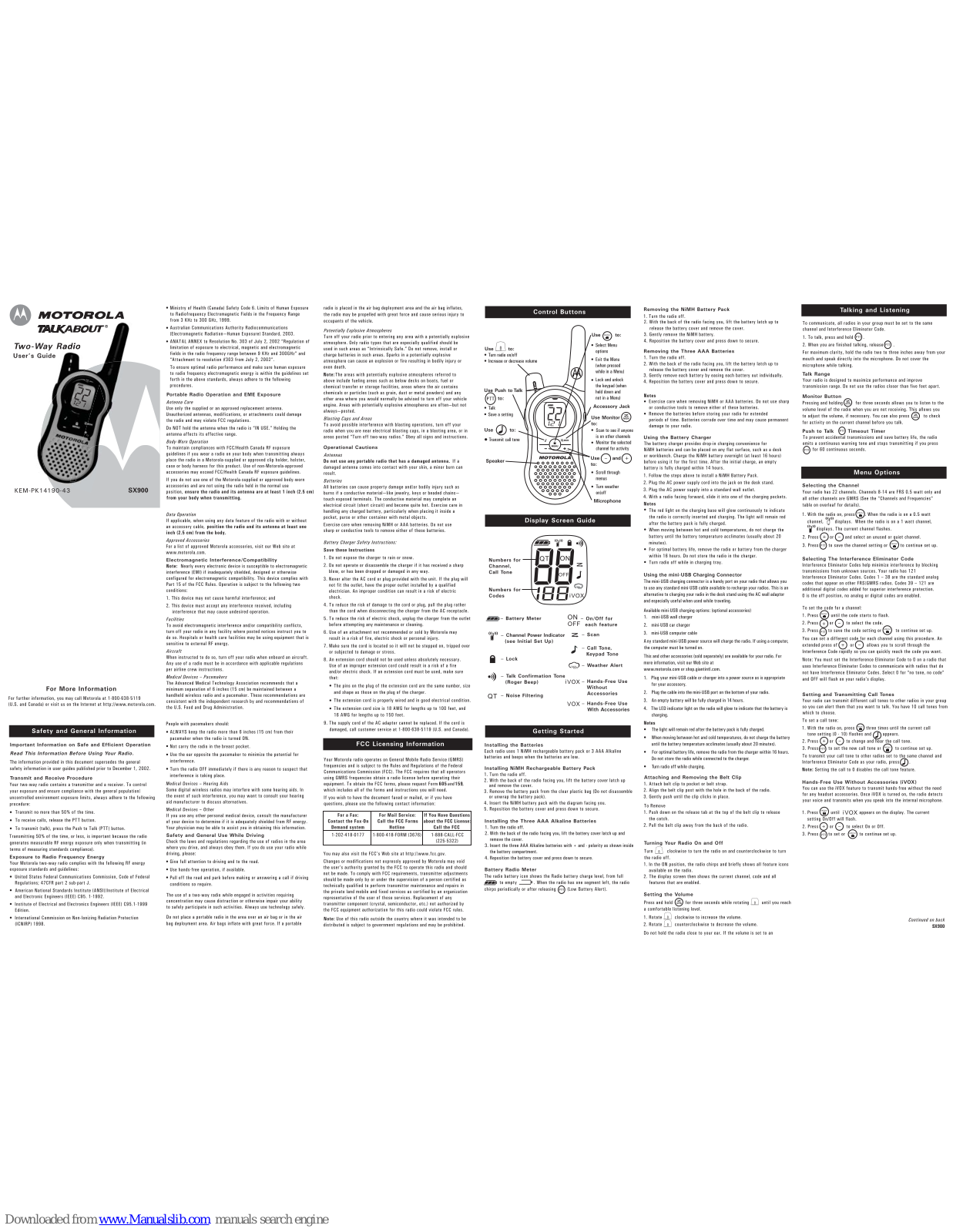 Motorola Talkabout SX900 User Manual