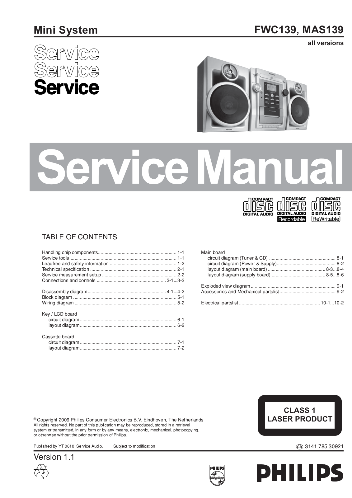 Philips MAS-139, FWC-139 Service Manual